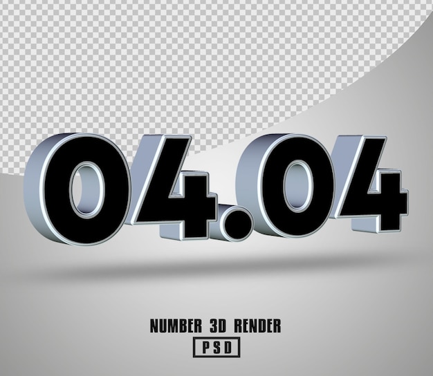 RENDER 3D NUMERO 04.04 NERO COLORE ARGENTO