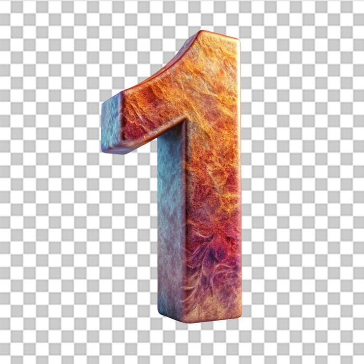 PSD render 3d número 1 con textura abstracta aislada en un fondo transparente