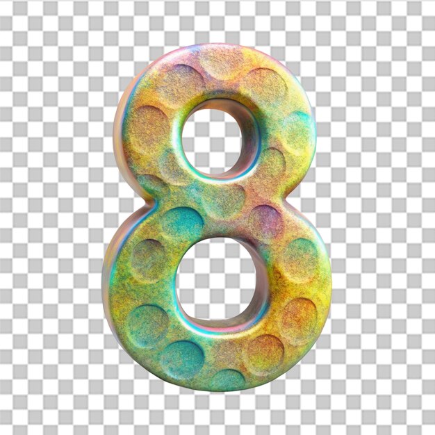 Render 3D número 1 con textura abstracta aislada en un fondo transparente