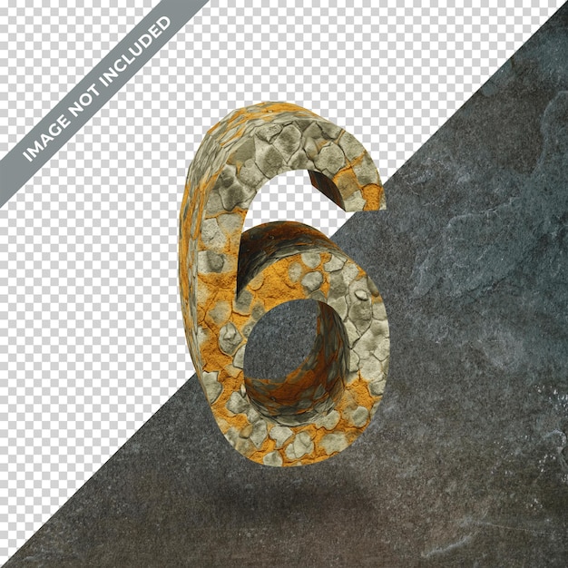 Render 3D del número 6 con fondo aislado