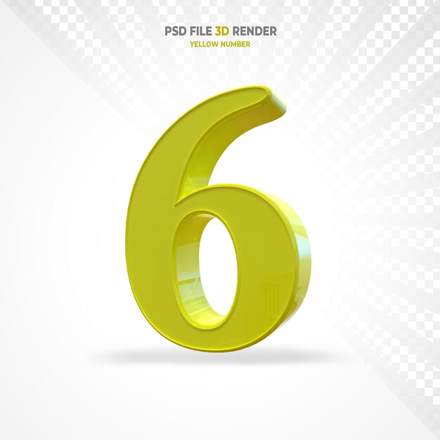 Render 3D numero 6 giallo