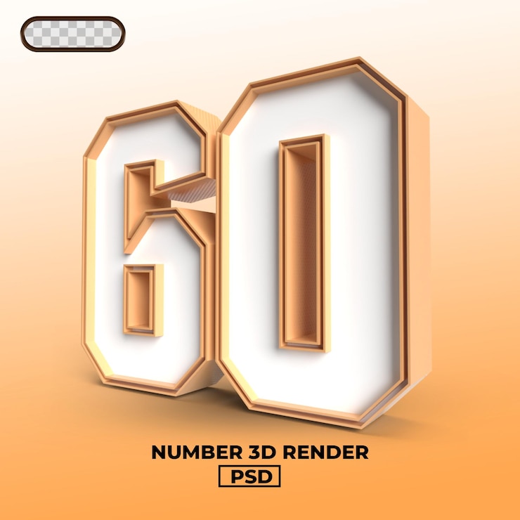 PSD render 3d del número 60