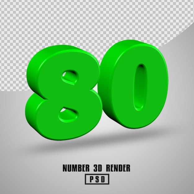 RENDER 3D NUMERO 80 COLORE VERDE