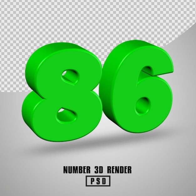 RENDER 3D NUMERO 86 COLORE VERDE