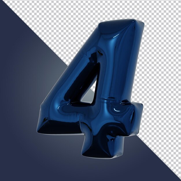 Render 3D de número de alfabeto azul metálico aislado