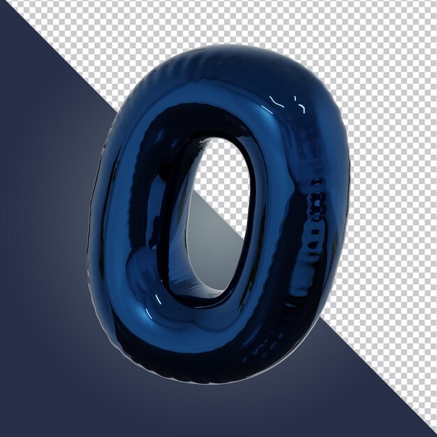 Render 3D de número de alfabeto azul metálico aislado