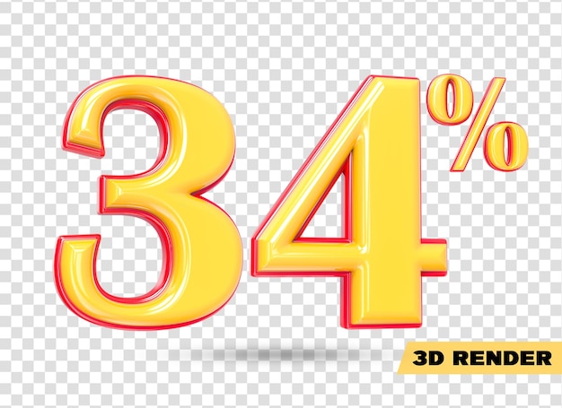 render 3d número amarillo