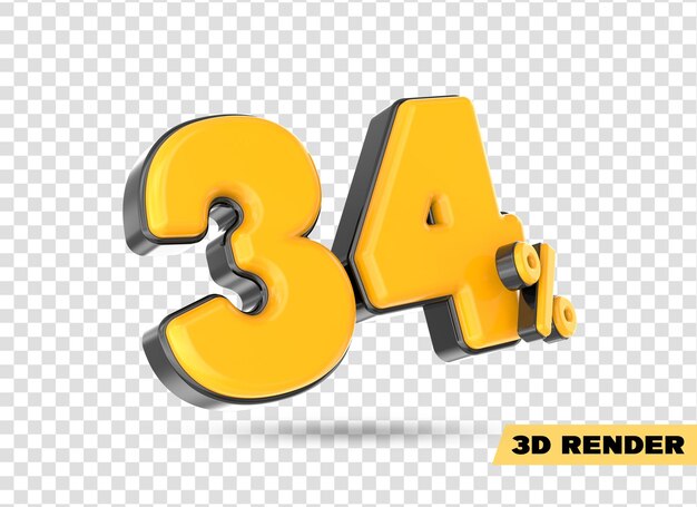 render 3d número amarillo