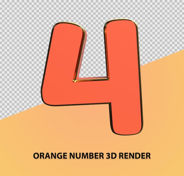 Render 3d número naranja