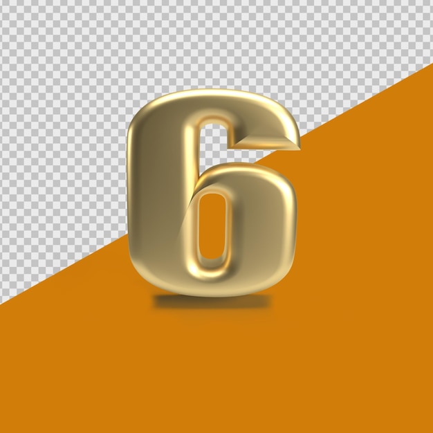 PSD render 3d número oro 6