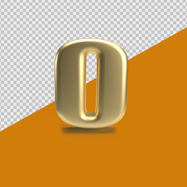 PSD render 3d número ouro 0