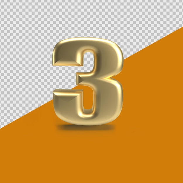 PSD render 3d número ouro 3