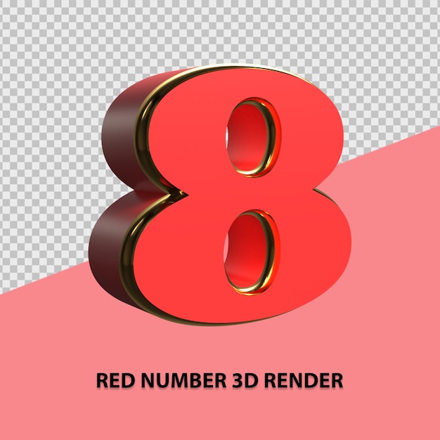 Render 3d número rojo