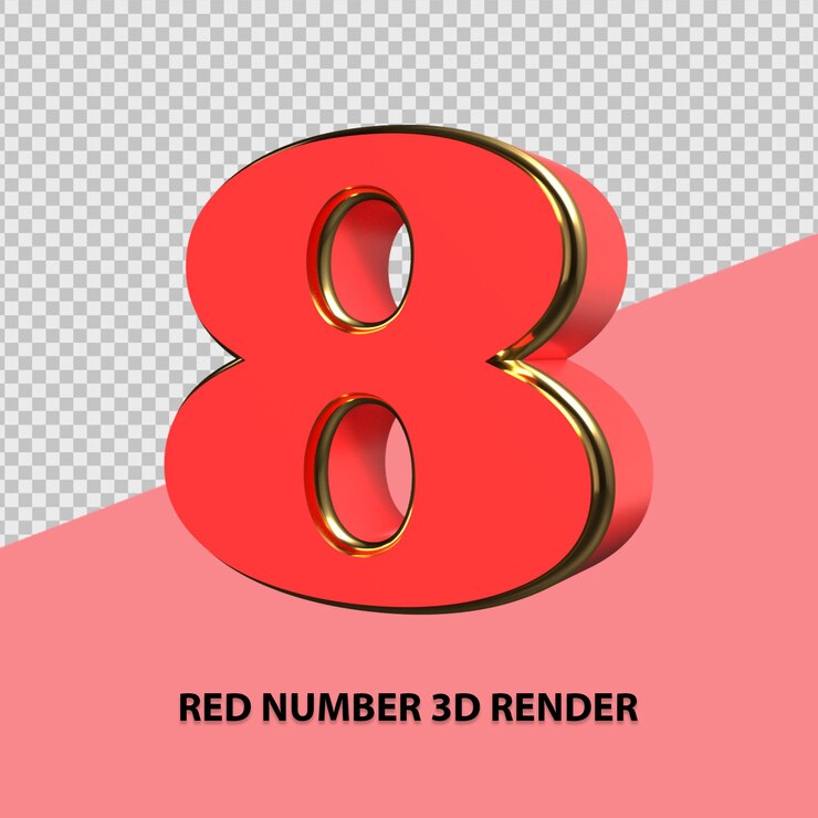 PSD render 3d número rojo