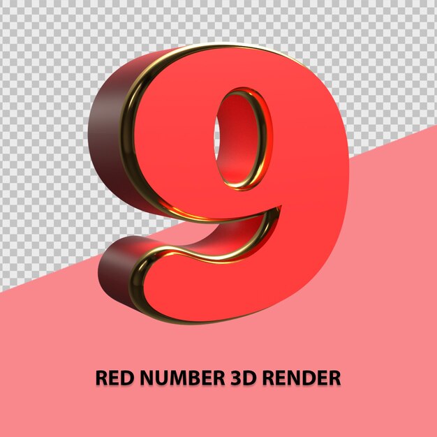 Render 3d número rojo