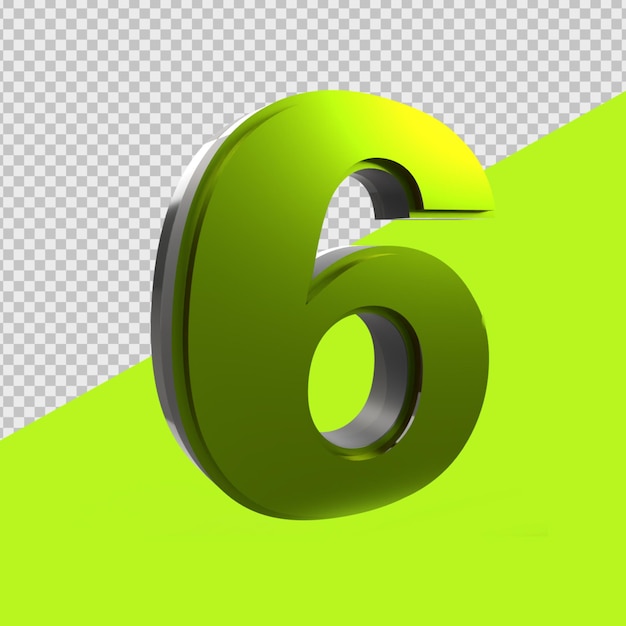 RENDER 3D NÚMERO VERDE 6