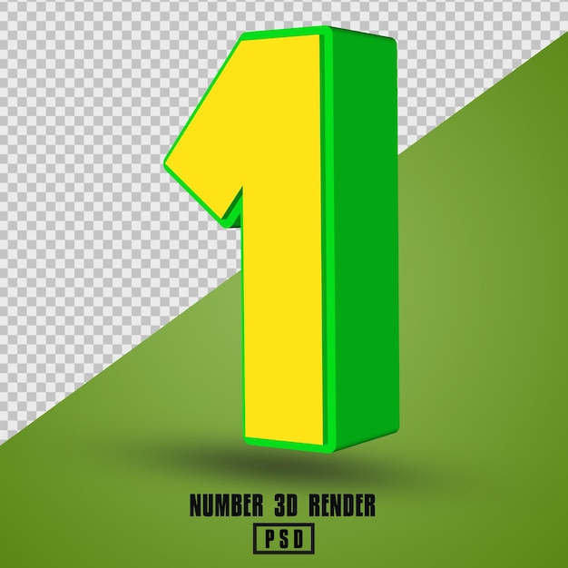 Render 3d número verde amarillo