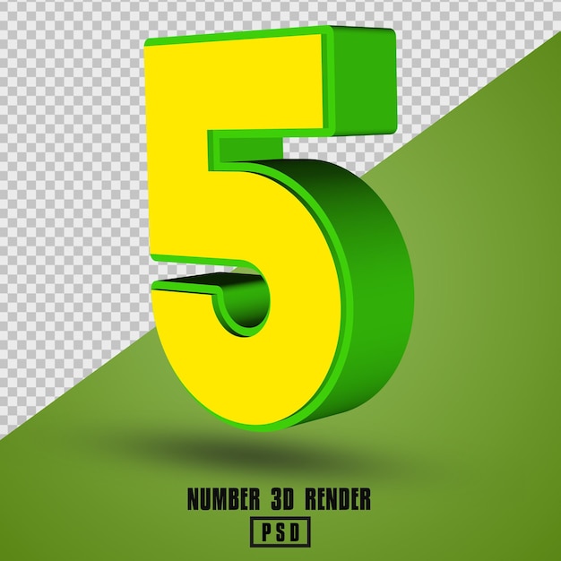 Render 3D número verde amarillo
