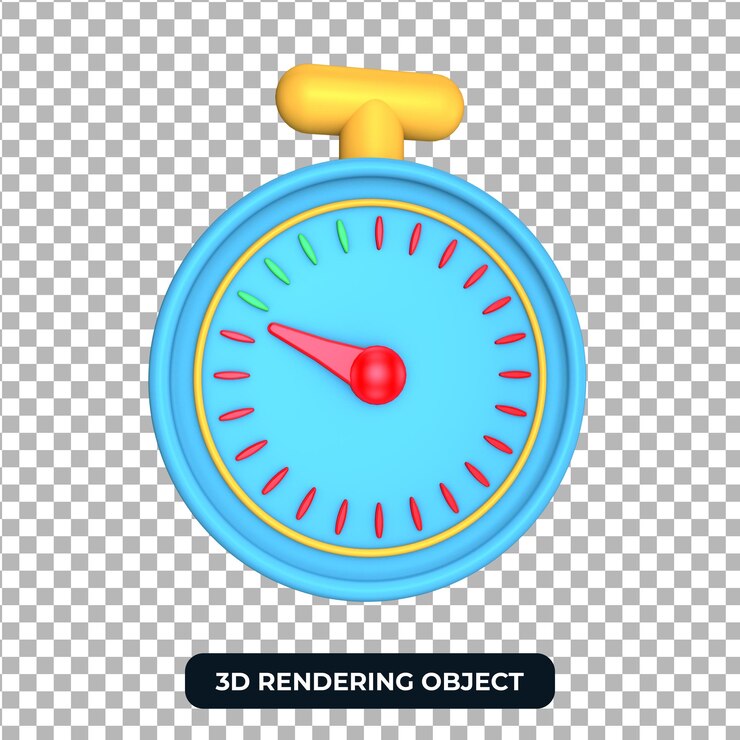 PSD render 3d de objeto de cronómetro aislado con fondo transparente