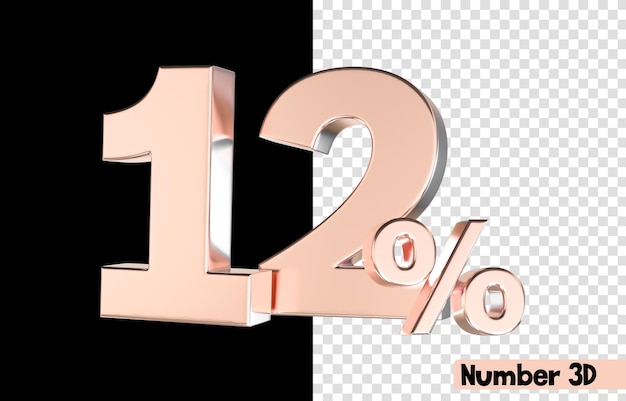 render 3d de oro número 12