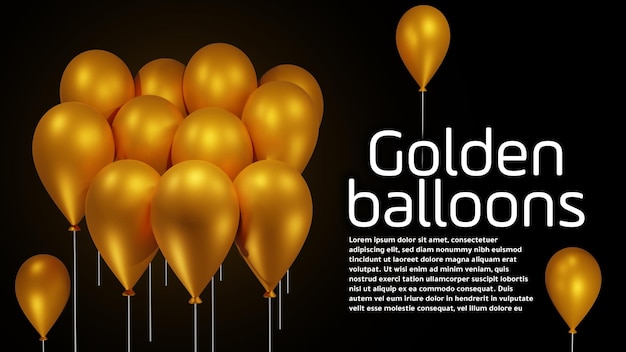 Render 3D palloncini d'oro