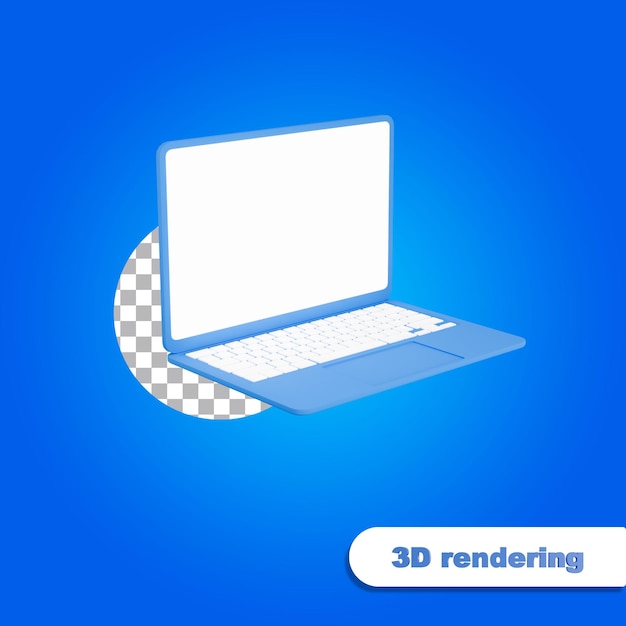 PSD render 3d de la pantalla en blanco del portátil.