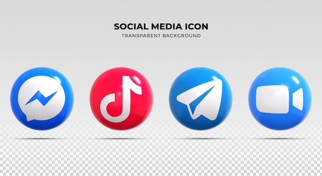 Render 3d paquete de iconos de redes sociales colección de logotipos de redes sociales