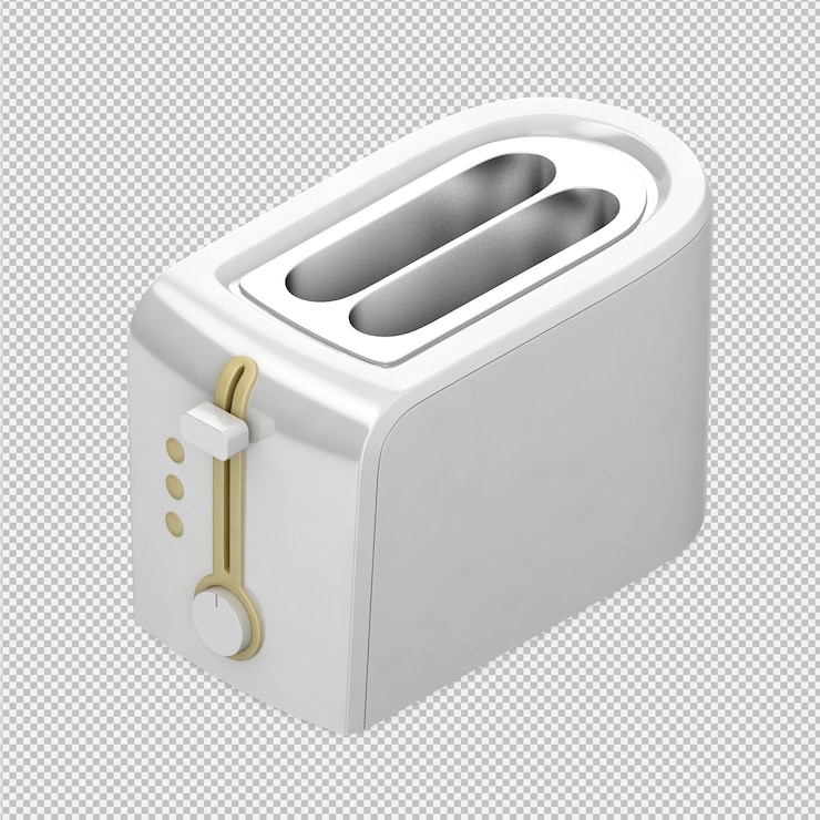 PSD render 3d pemanggang roti isometrik