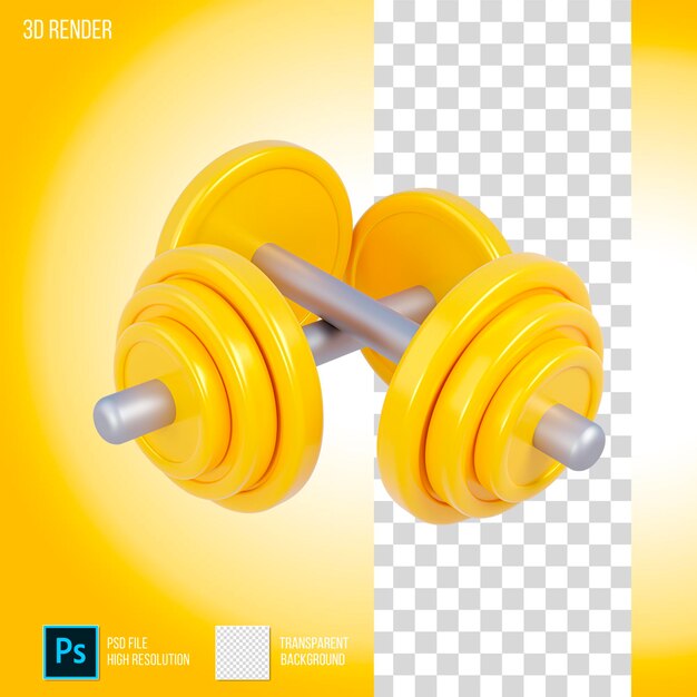 Render 3d de pesas de gimnasio con mancuernas con fondo transparente Premium Psd