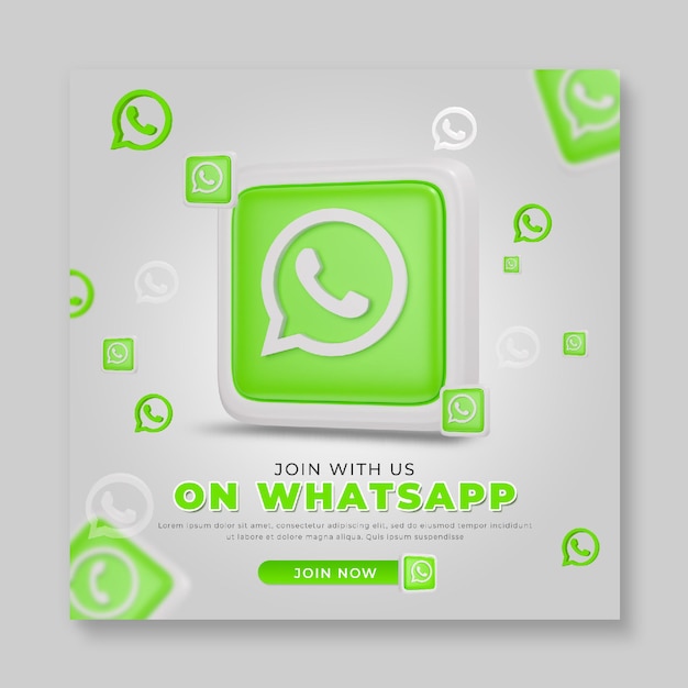 Render 3d plantilla de publicación de redes sociales de whatsapp