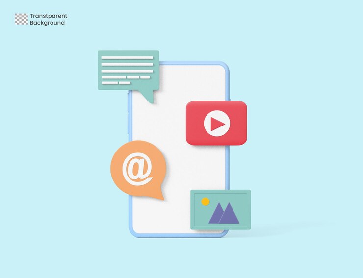 PSD render 3d de la plataforma de redes sociales
