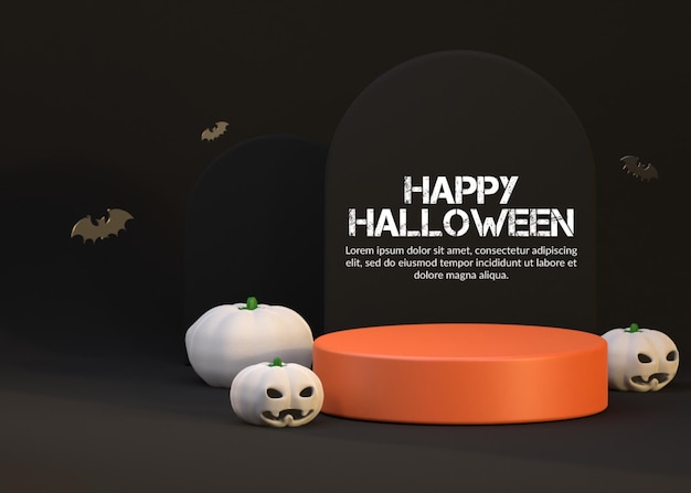 Render 3d de podio con concepto de halloween para exhibición de productos