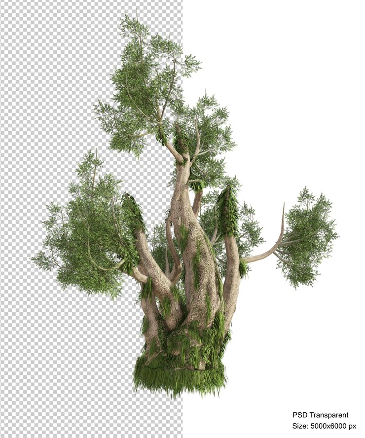 Render 3D pohon fantastis yang diisolasi