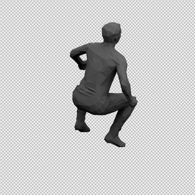 Render 3D pria isometrik