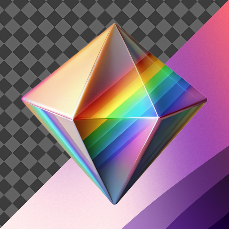 PSD render 3d prisma pelangi