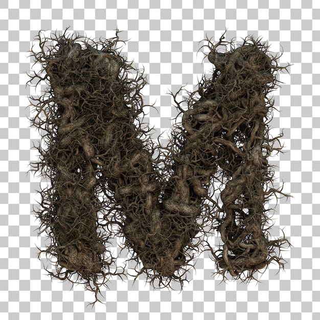 Render 3D rama de árbol alfabeto M