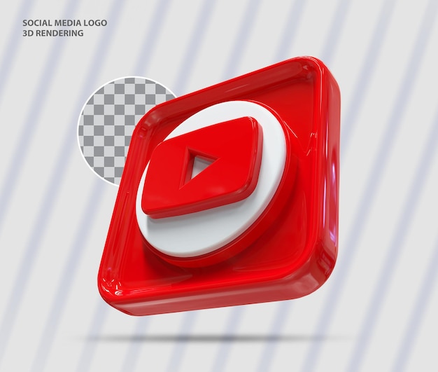 Render 3d de las redes sociales de youtube