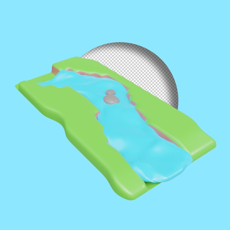 PSD render 3d de río