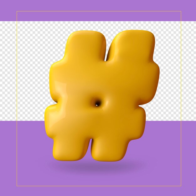 Render 3D de signo hashtag