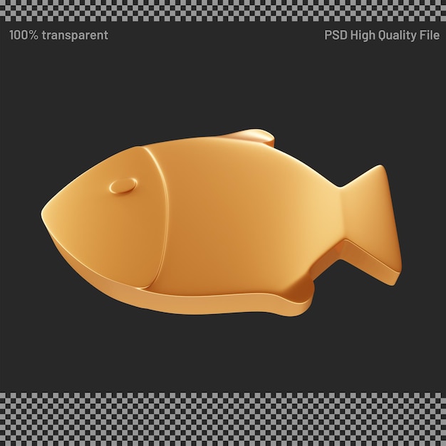 PSD render 3d de signo de pez dorado