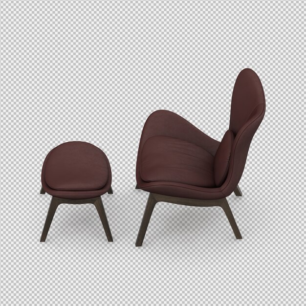 Render 3D de silla isometrica