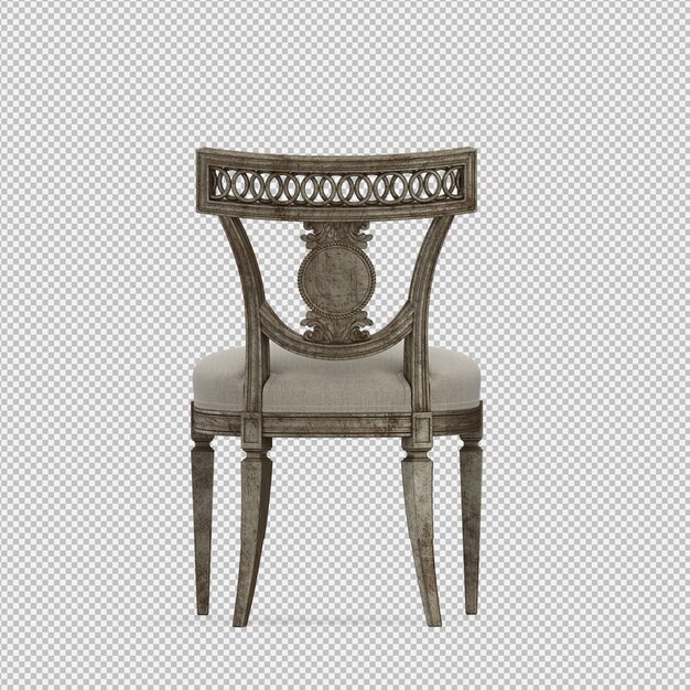 PSD render 3d de silla isometrica