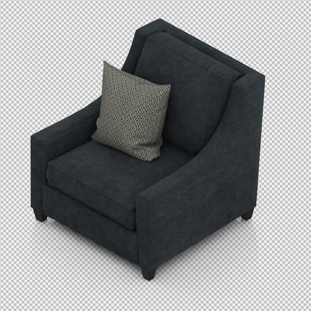 Render 3D de sillón isométrico