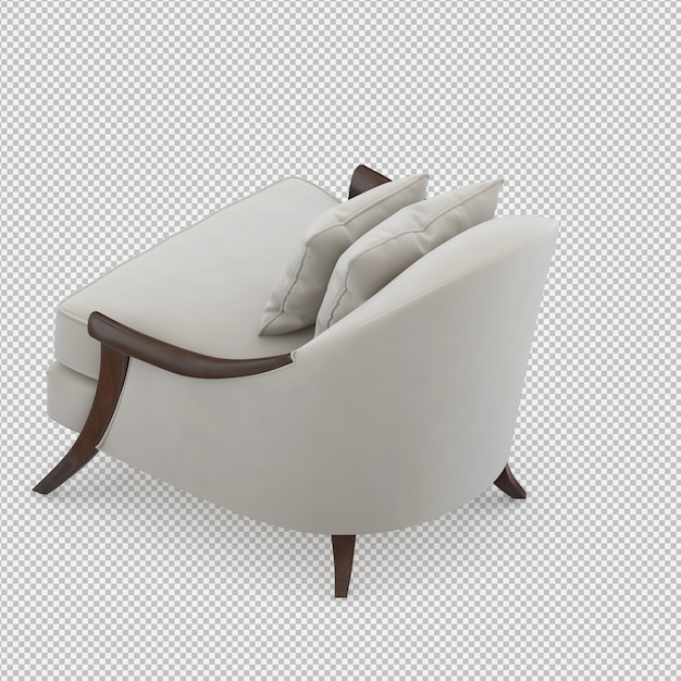 Render 3D de sillón isométrico