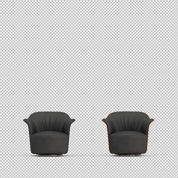 Render 3d de sillón isométrico