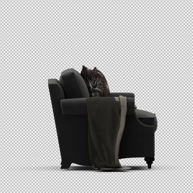 Render 3D de sillón isométrico