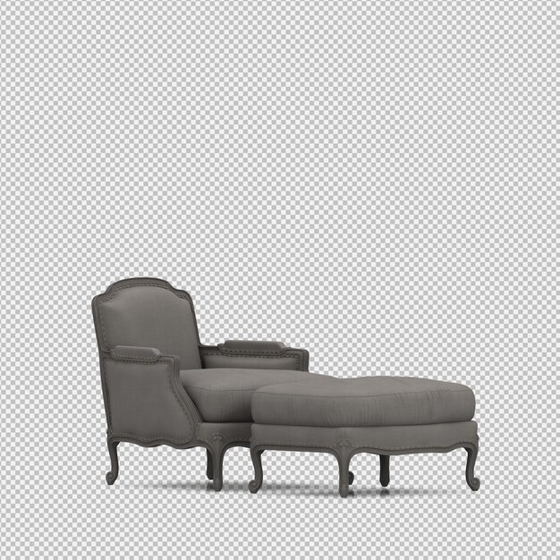 Render 3d de sillón isométrico