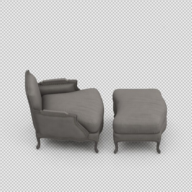 Render 3d de sillón isométrico