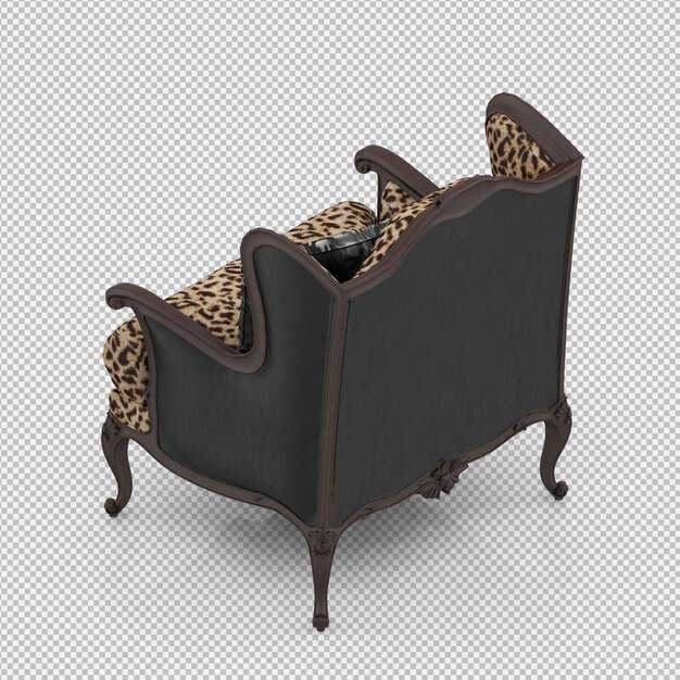 Render 3D de sillón isométrico