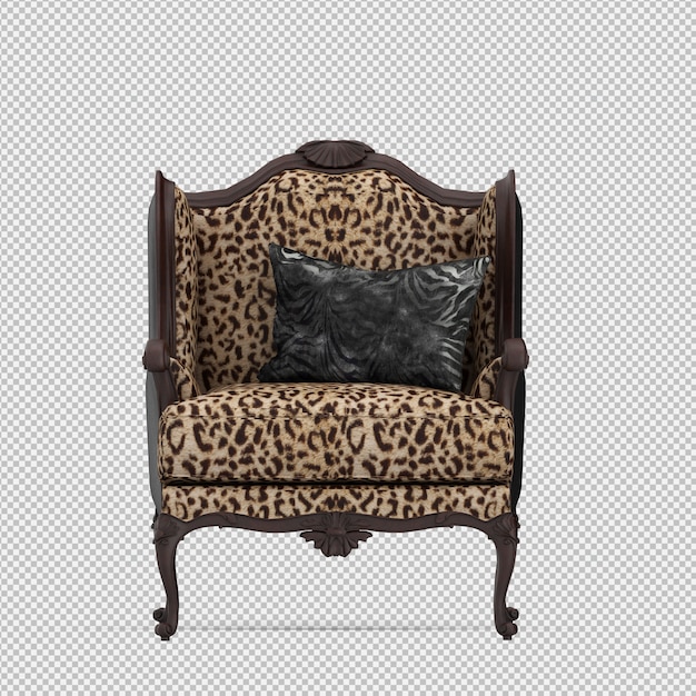 PSD render 3d de sillón isométrico